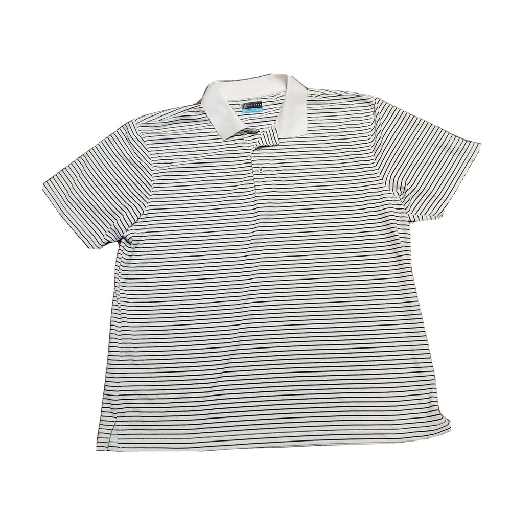 PGA Tour Shirt Mens 2XL Blue White Striped Golf Performance Polo